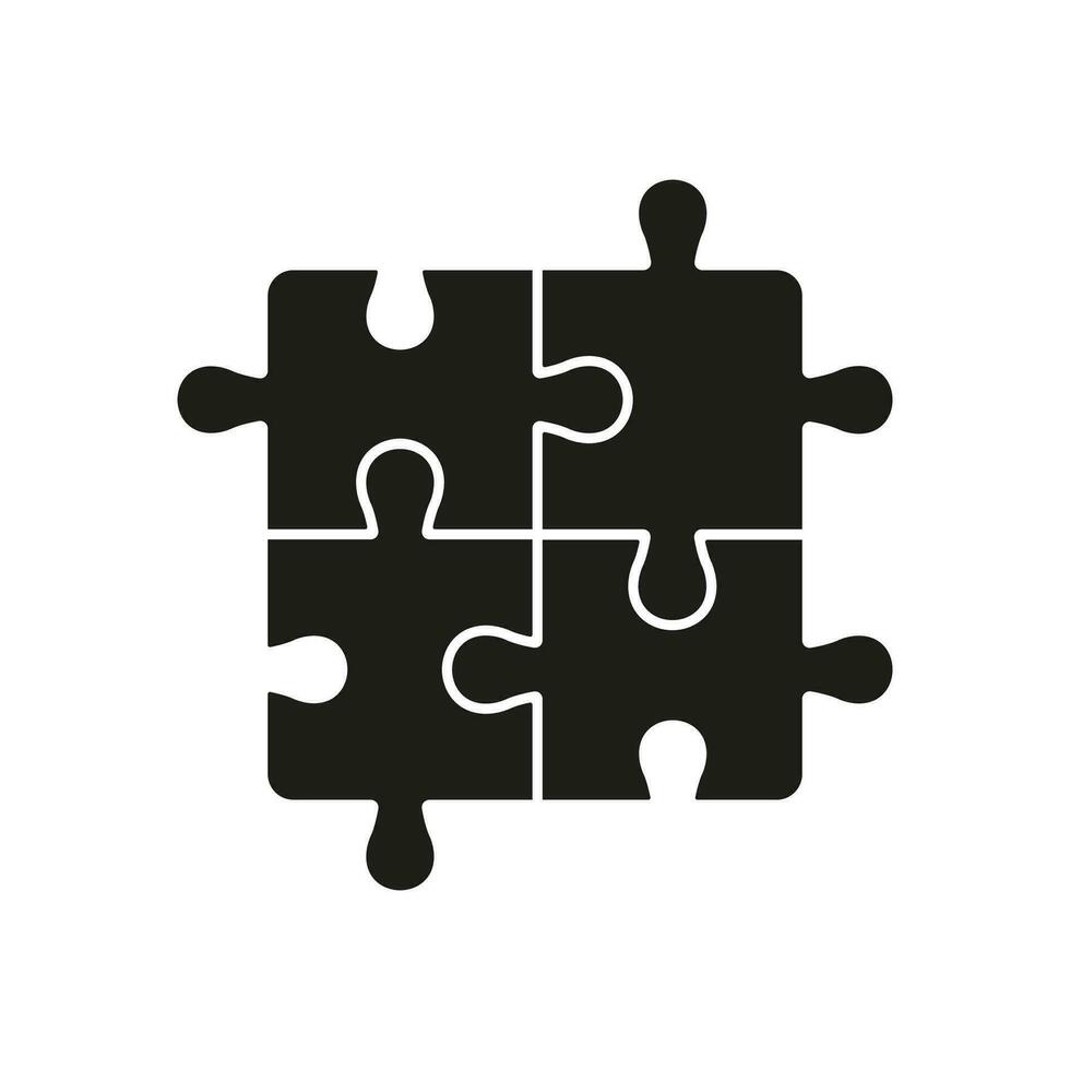 plein puzzel silhouet icoon. decoupeerzaag stukken wedstrijden solide teken. logica spel, teamwerk, idee concept glyph pictogram. oplossing, uitdaging, combinatie. geïsoleerd vector illustratie.
