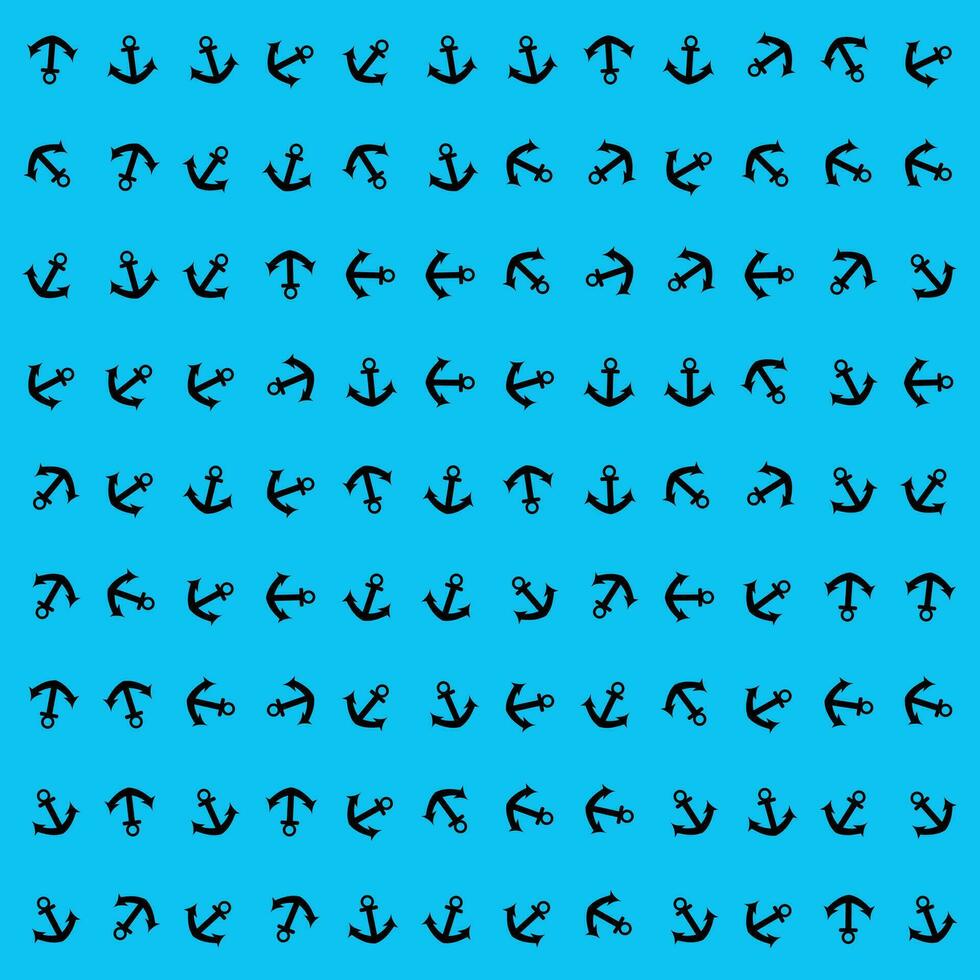 patroon van silhouetten van ankers Aan een blauw achtergrond vector