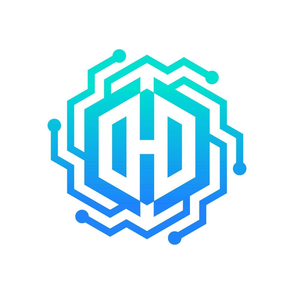 h brief logo ontwerp voor internet en technologie bedrijf vector
