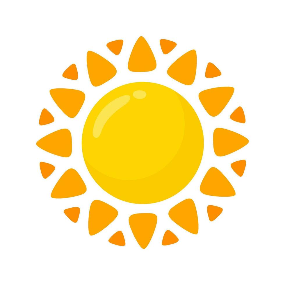 geel zon icoon gemakkelijk tekenfilm stijl ontwerp. de stralen van de zon in zomer vector