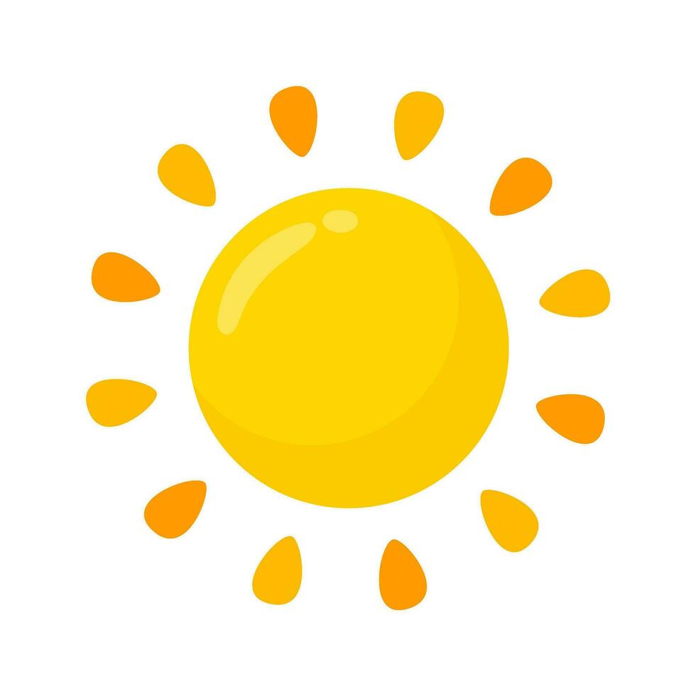 geel zon icoon gemakkelijk tekenfilm stijl ontwerp. de stralen van de zon in zomer vector