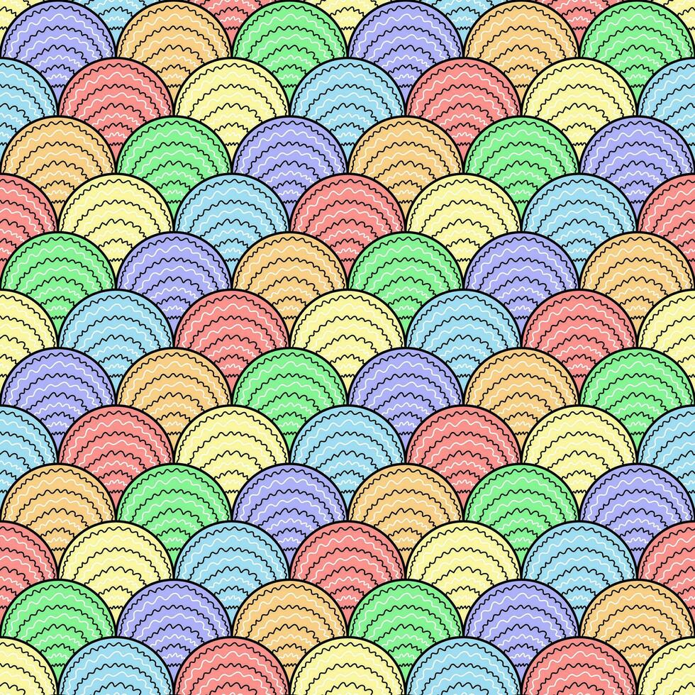 meetkundig betegeld naadloos herhalende golvend golven patroon in regenboog pastel kleuren. modern afdrukken voor kleding stof, textiel, omhulsel papier vector
