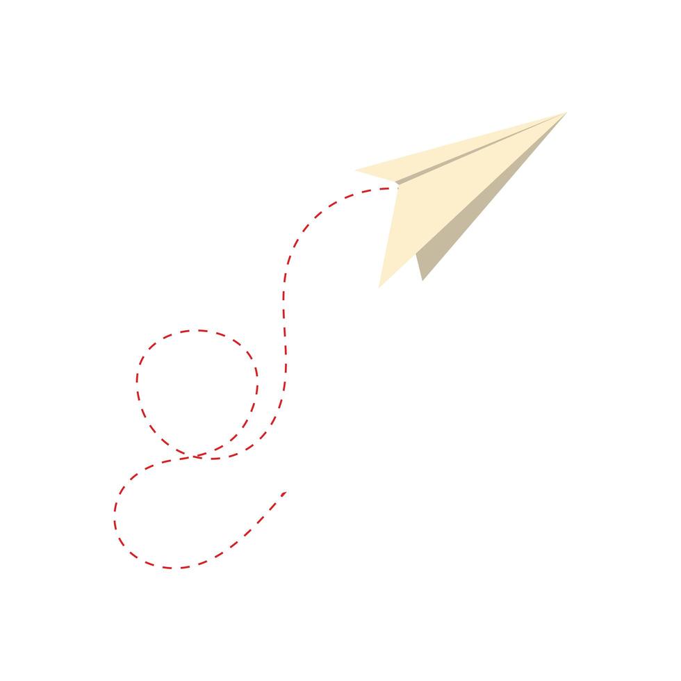 papieren vliegtuigje vliegen geïsoleerd pictogram vector
