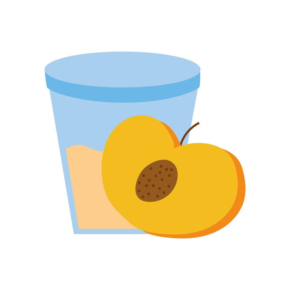 zoet perzikfruit met glas vector