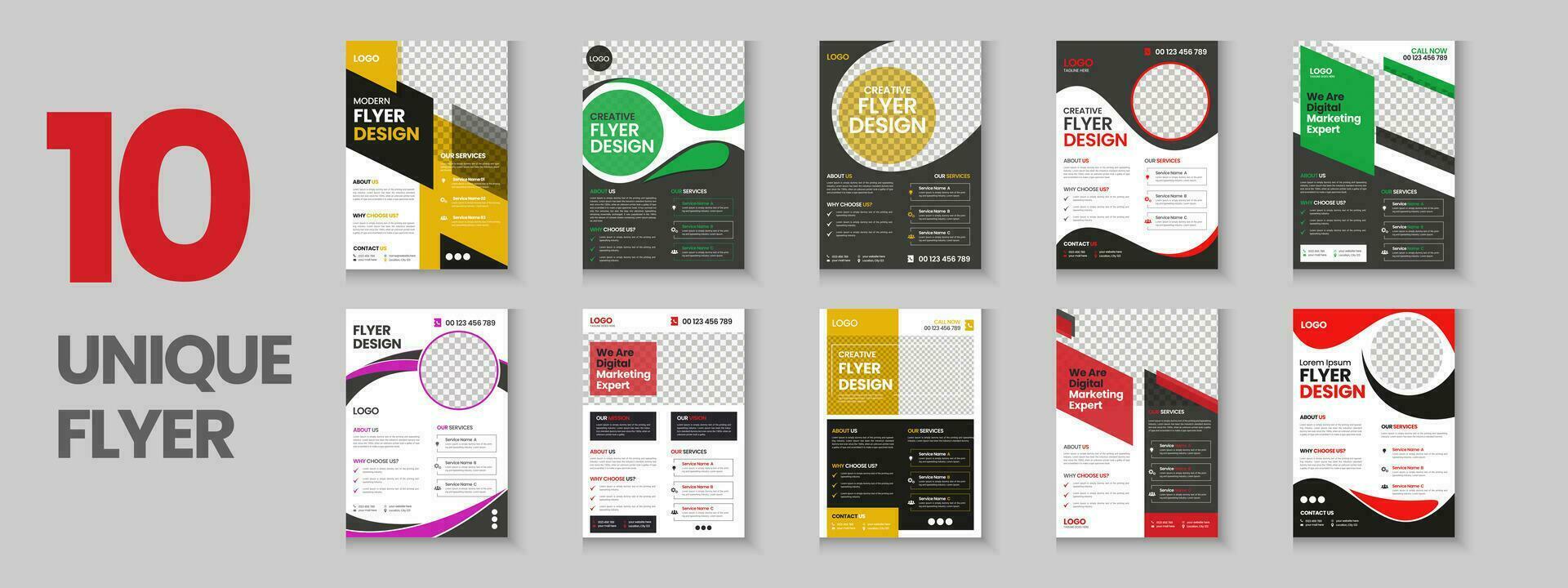 kleurrijk zakelijke en bedrijf folder verzameling, folder bundel, mega reeks brochure, jaar- rapport, voorstel, brochure, bedrijf profiel, digitaal afzet poster en a4 lay-out met mockup vector