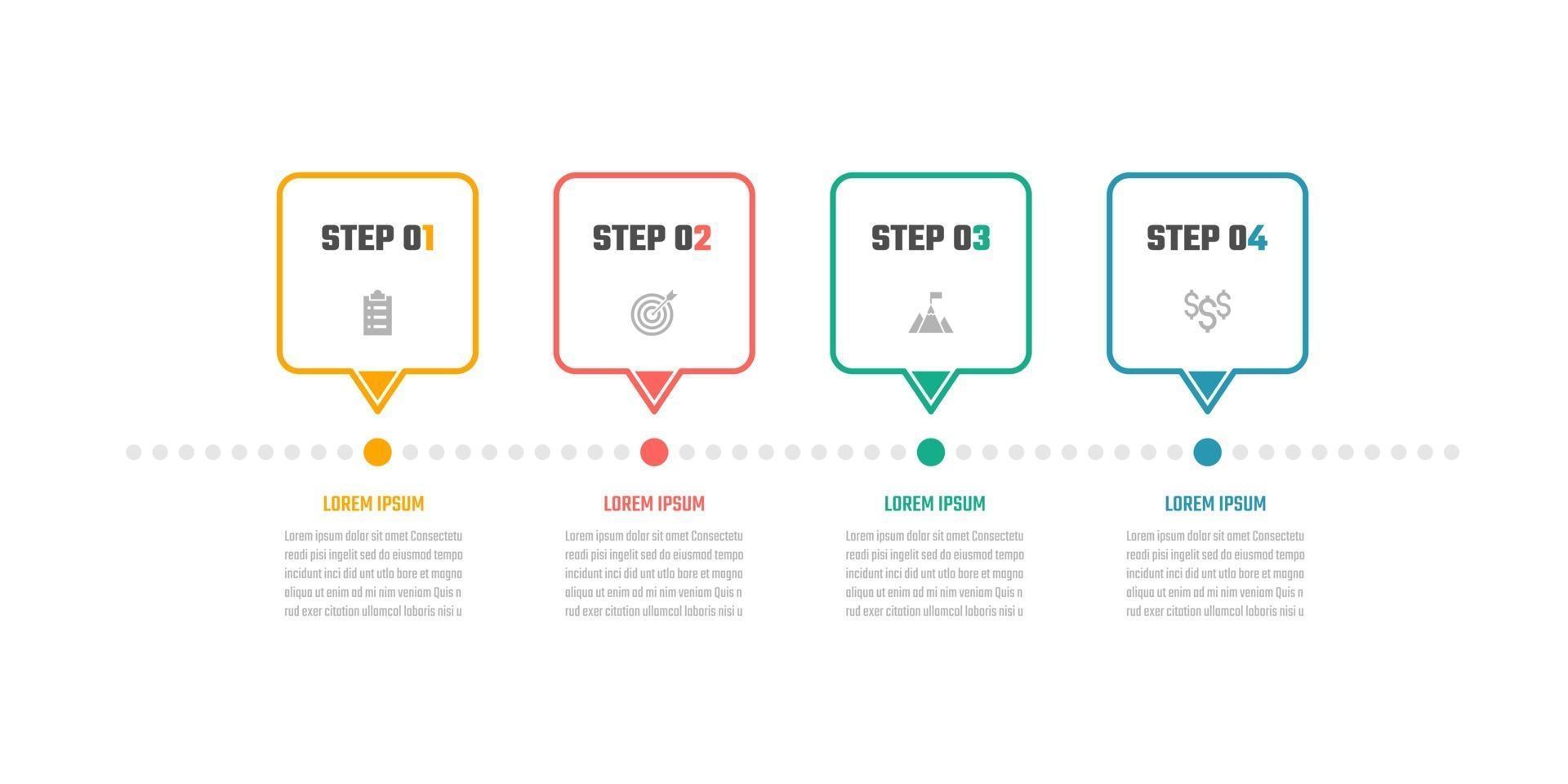 zakelijk infographic ontwerp, tijdlijn vectorillustraties in 5 stappen vector