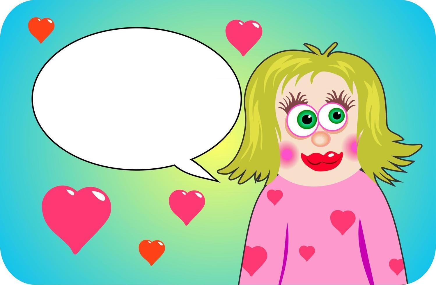 grappige cartoon valentijn meisje groet vector