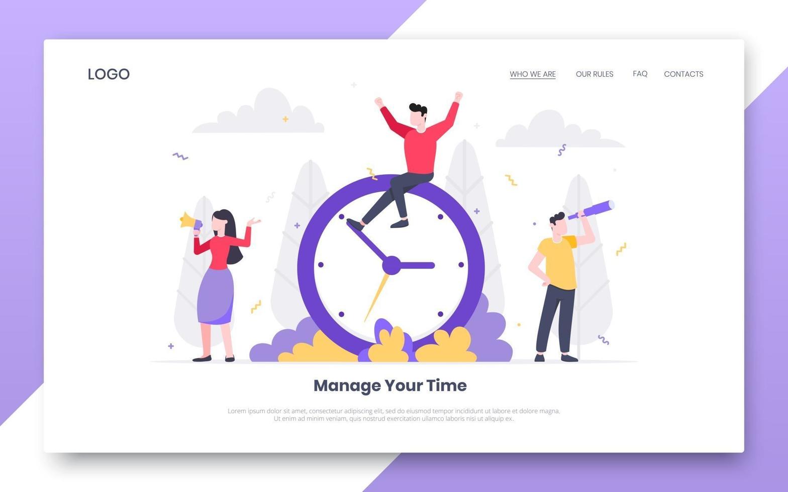 business time management internet bestemmingspagina concept sjabloon vector