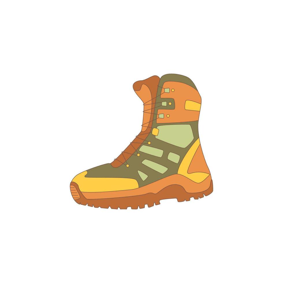 schoenen. getrokken elementen voor camping en hiking. wildernis overleving, reis, hiking, buitenshuis recreatie, toerisme. vector