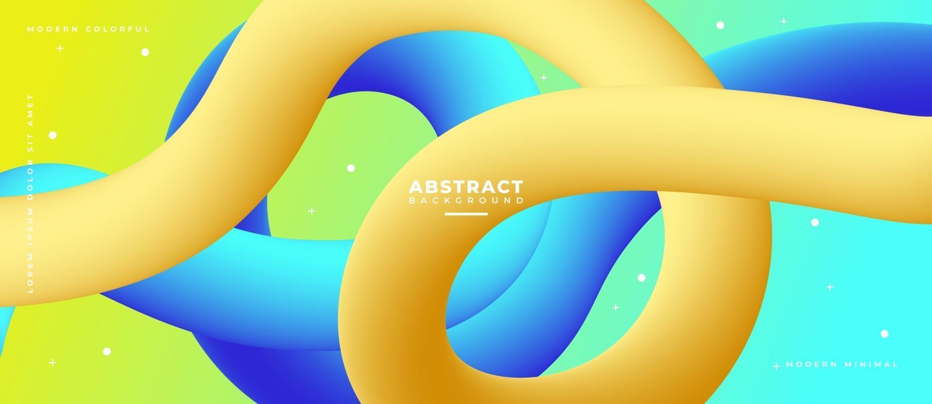 blauwe en gele 3D-vloeibare golfvorm abstracte vloeibare achtergrond. vector
