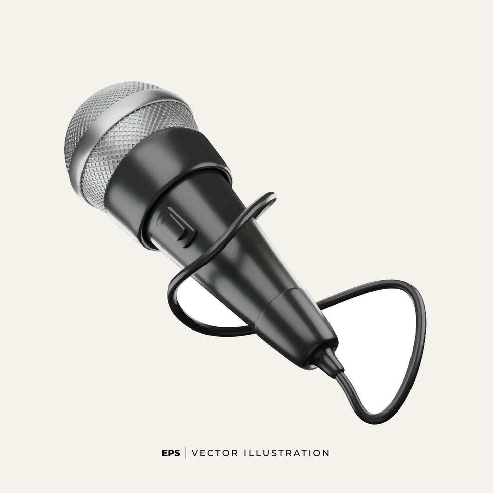 3d studio realistisch microfoon en tafereel audio apparatuur, wijnoogst en modern metalen microfoons geïsoleerd Aan wit. metaal voorwerp Vermelding blog ontwerp vector. vector
