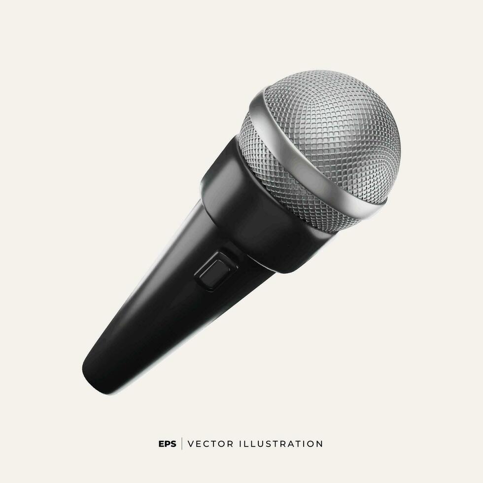 3d studio realistisch microfoon en tafereel audio apparatuur, wijnoogst en modern metalen microfoons geïsoleerd Aan wit. metaal voorwerp Vermelding blog ontwerp vector. vector