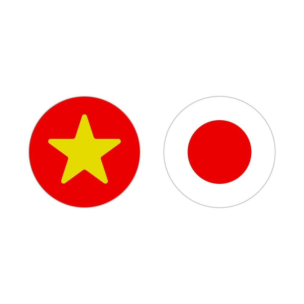 ronde Vietnamees en Japans vlaggen icoon set. vector. vector