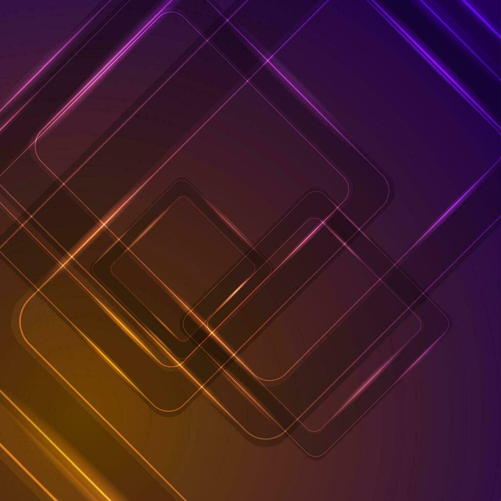 abstract oranje Purper glimmend meetkundig tech achtergrond vector