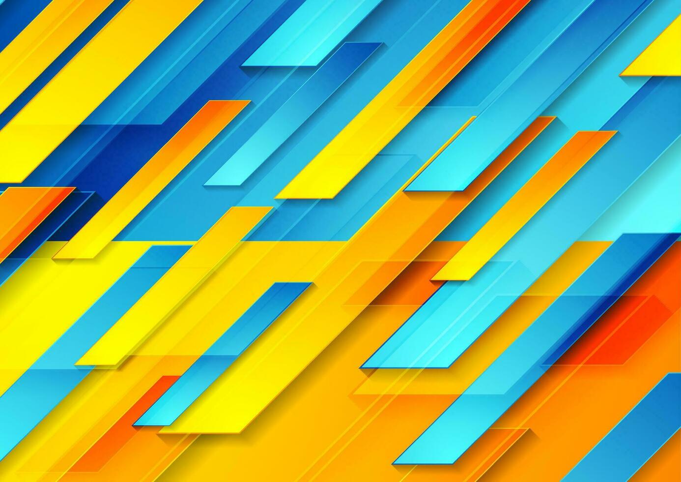 contrast blauw oranje glanzend tech meetkundig achtergrond vector