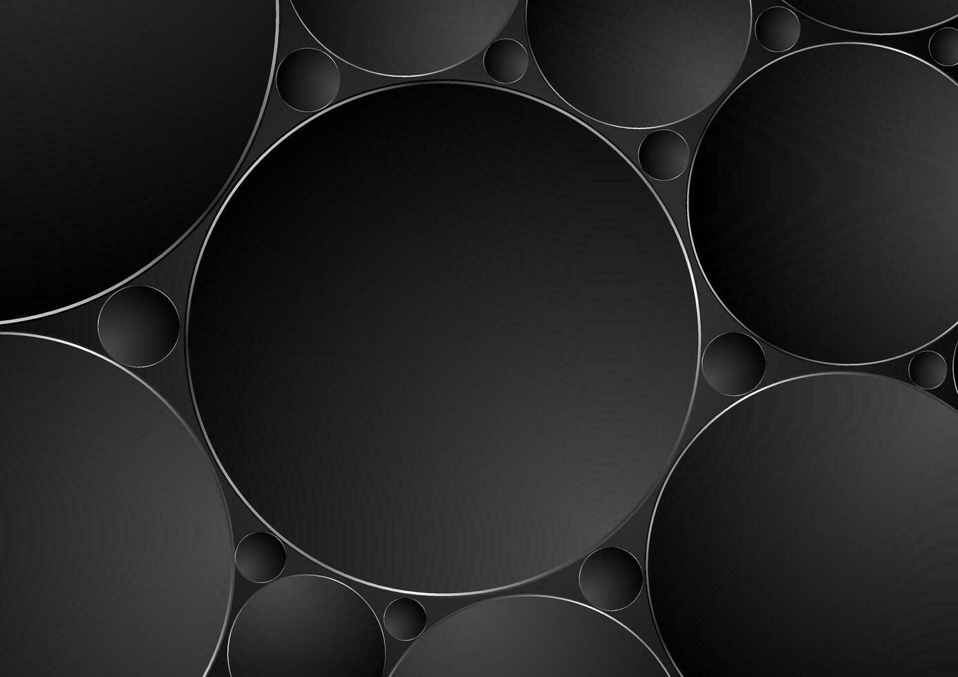 zwart meetkundig cirkels met grijs zilver contouren vector