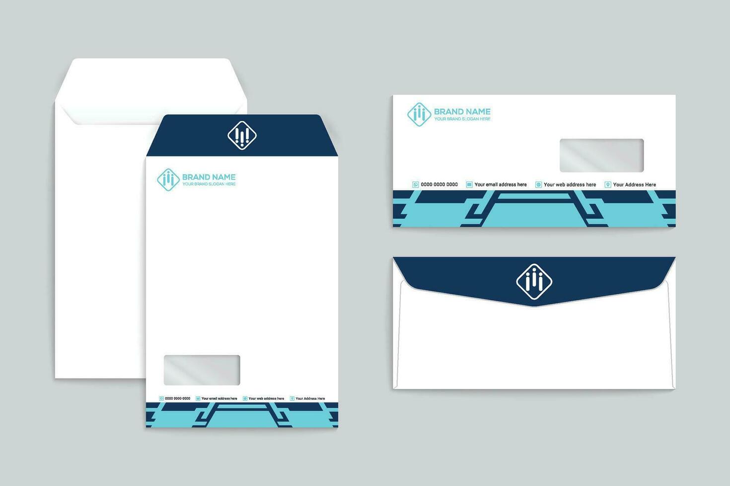 bedrijf envelop ontwerp en blauw kleur vector