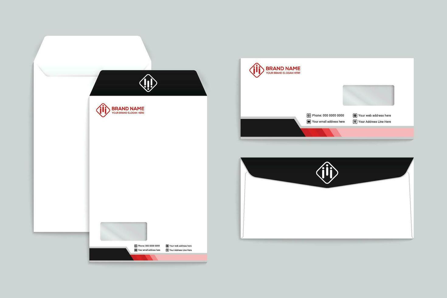 rood en zwart kleur envelop ontwerp vector