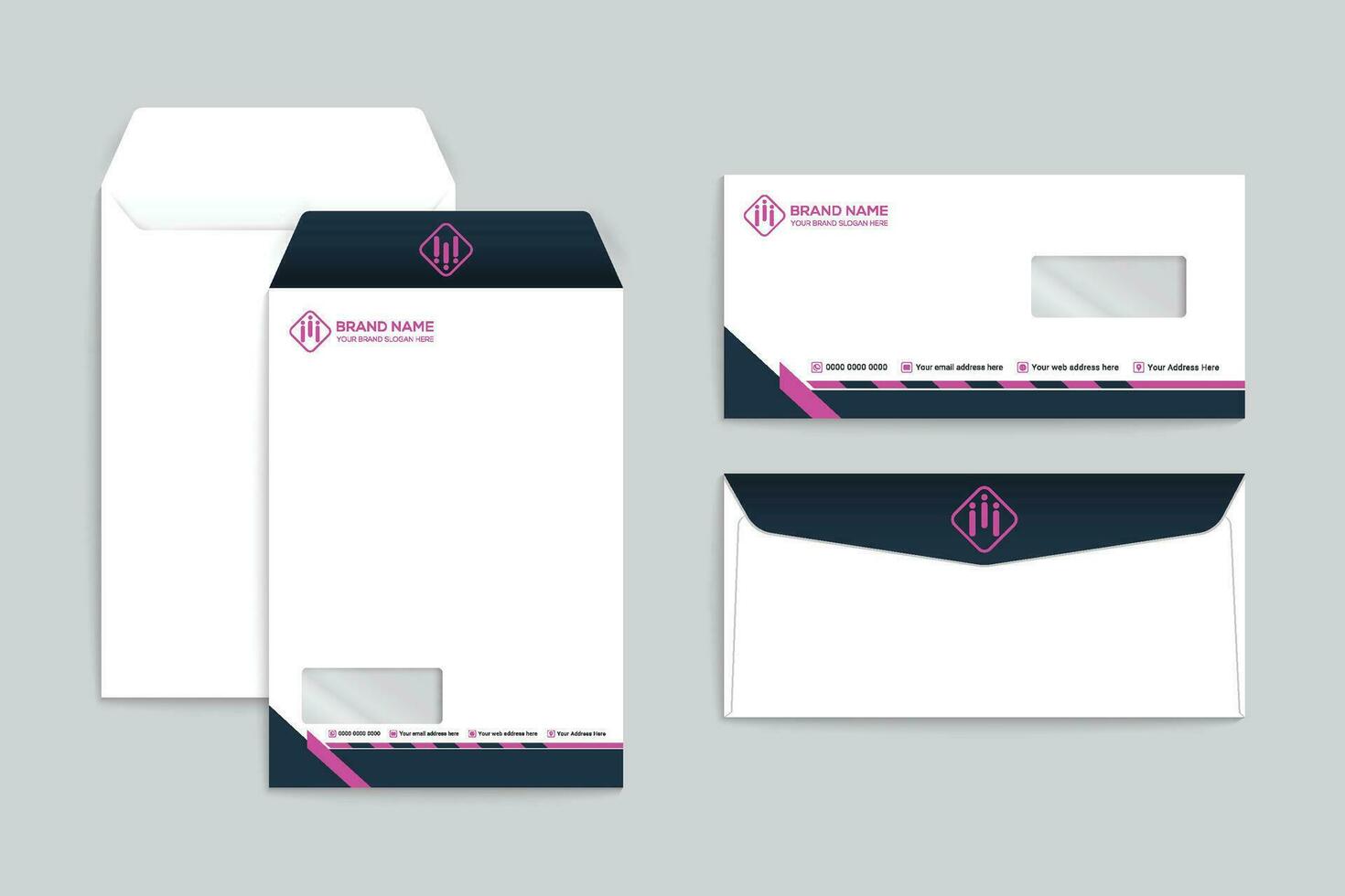 roze en zwart kleur envelop ontwerp vector