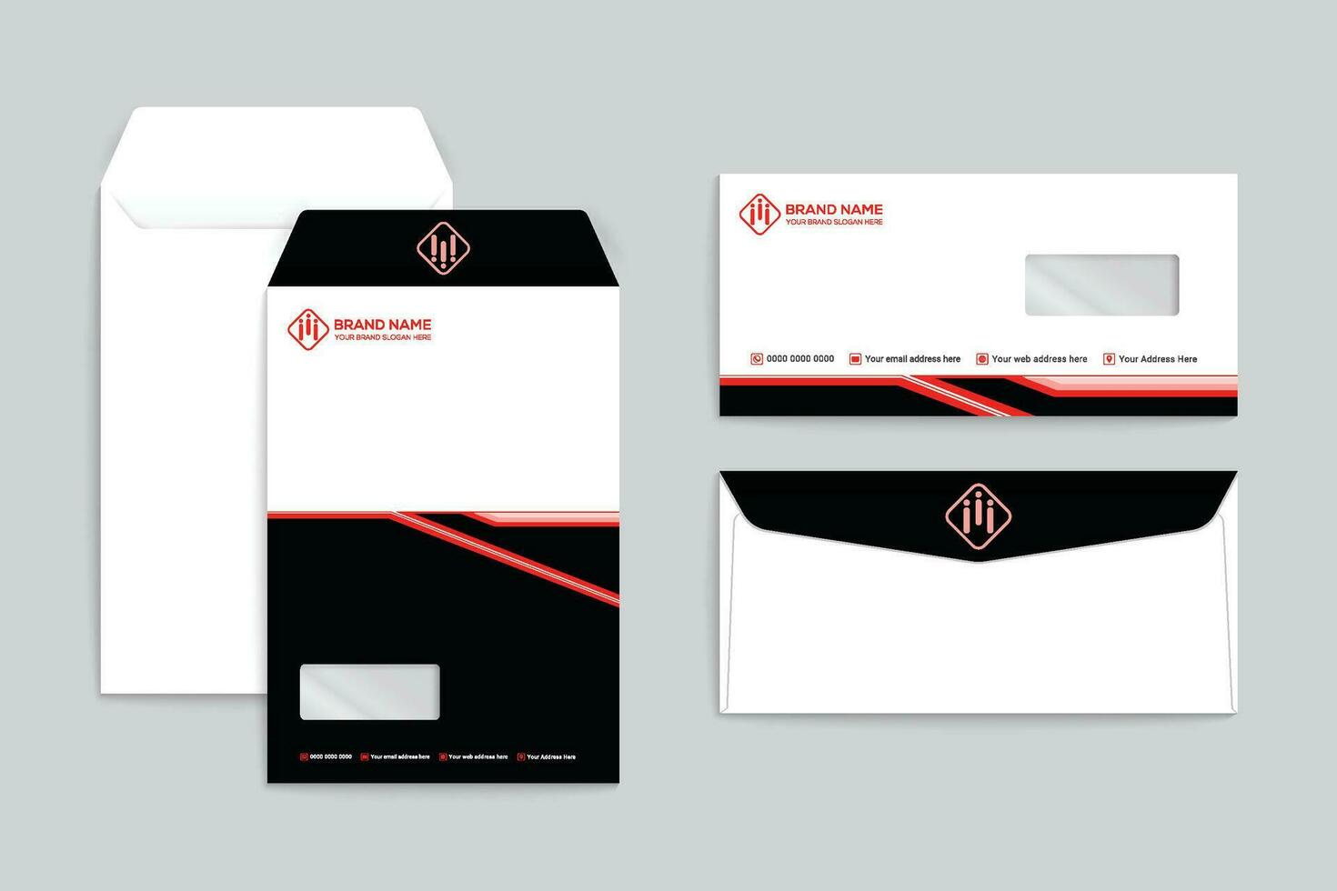 rood en zwart kleur envelop ontwerp vector