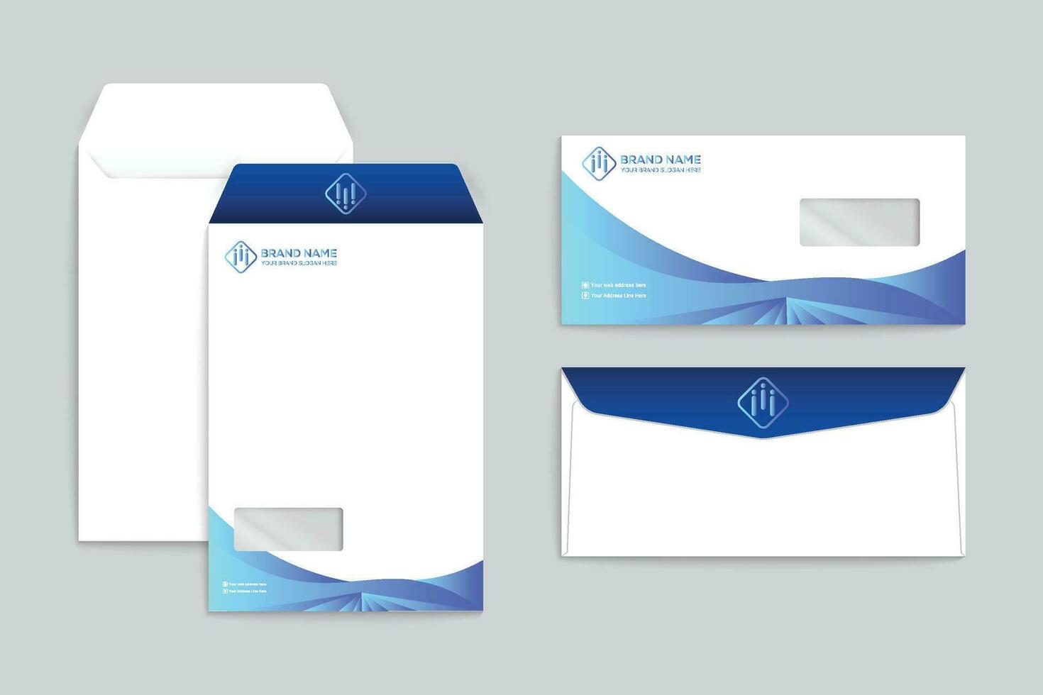 bedrijf envelop ontwerp en blauw kleur vector