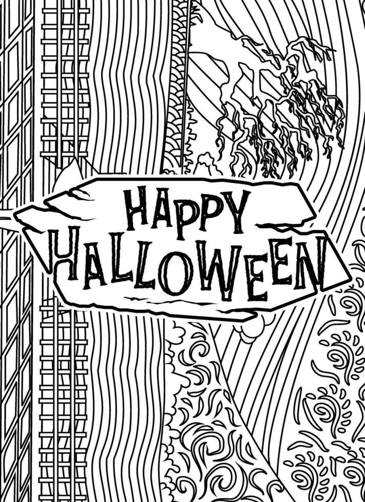 gelukkig halloween, halloween kleur bladzijde, halloween citaten typografie kleur bladzijde ontwerp. vector