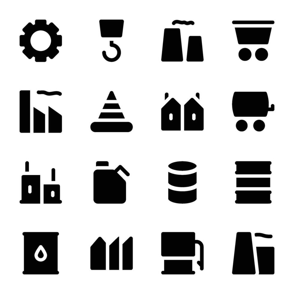 pak van industrie stoutmoedig glyph pictogrammen vector