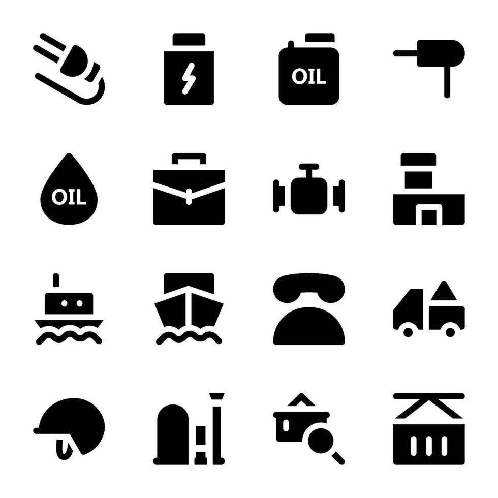 reeks van industrie uitrusting stoutmoedig glyph pictogrammen vector