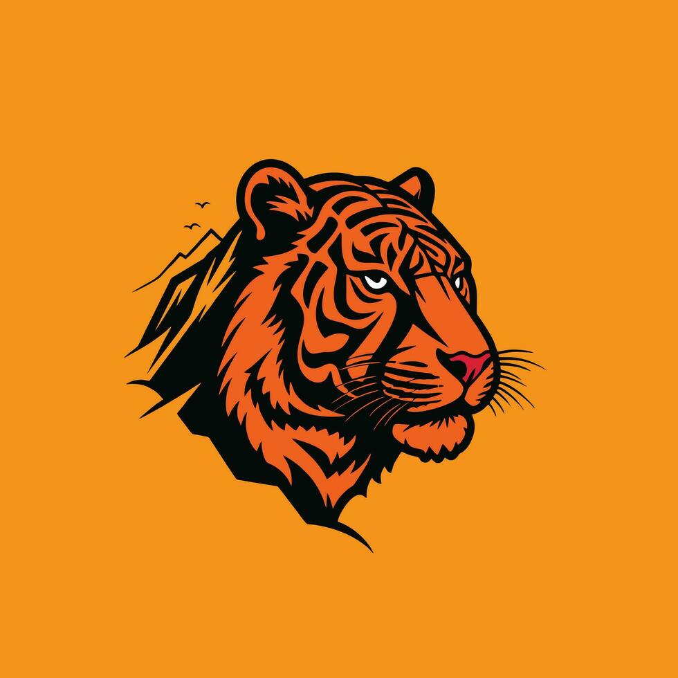 berg rots met tijger luipaard Jachtluipaard hoofd logo ontwerp vector