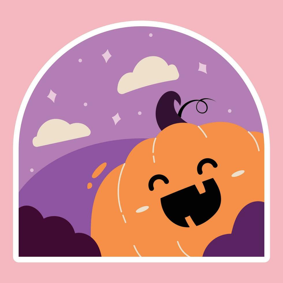 hand- getrokken pompoen halloween sticker schattig illustratie clip art vector