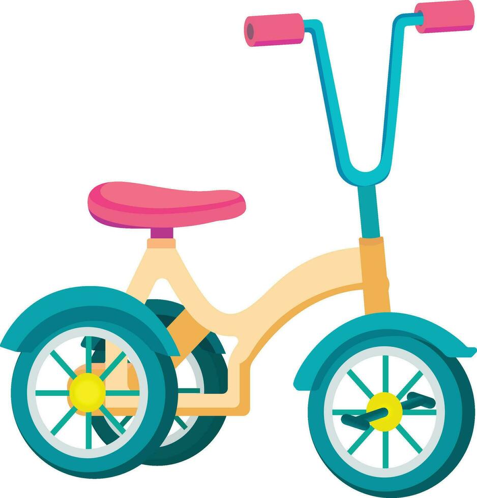 kinderen driewieler vector illustratie, kinderen fiets, baby fiets vlak stijl vector beeld