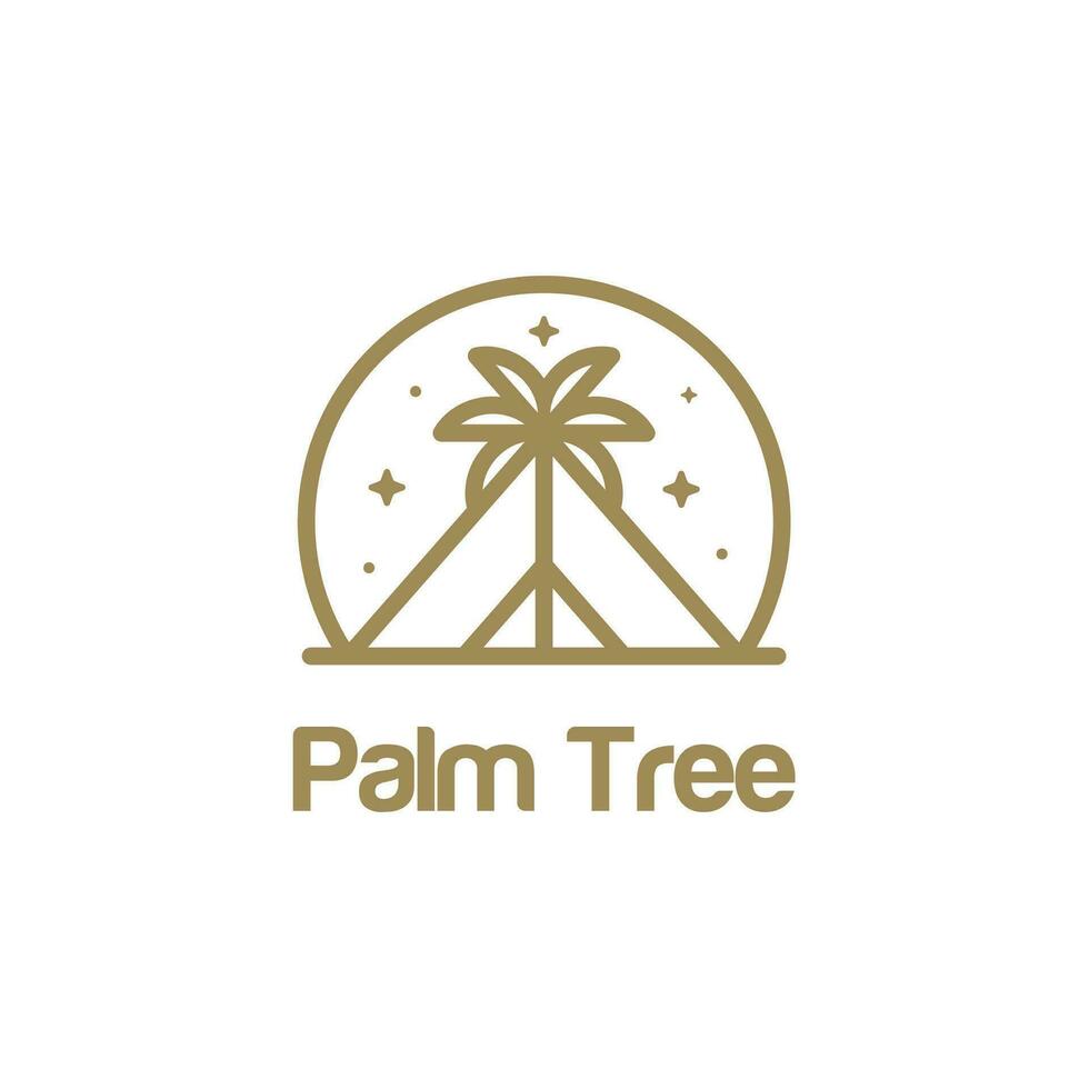 palm boom logo lijn kunst vector gemakkelijk minimalistische illustratie sjabloon. strand teken of symbool voor reizen avontuur buitenshuis bedrijf