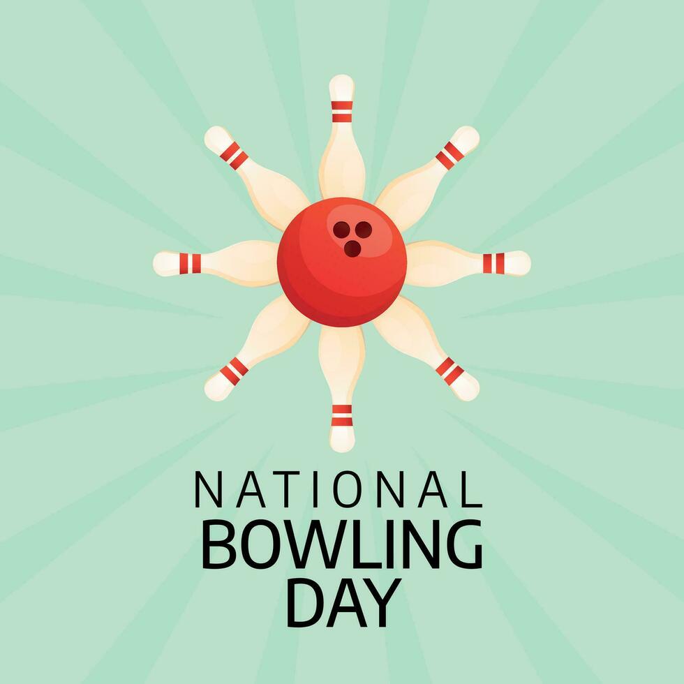 nationaal bowling dag ontwerp sjabloon voor viering. nationaal bowling dag groet ontwerp. bowling vector illustratie. vlak bowling ontwerp. vlak illustratie.