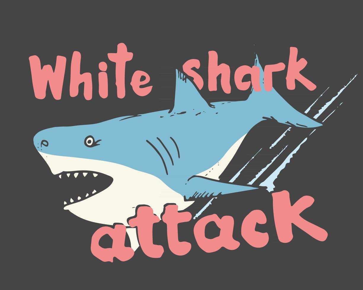 schattige haai hand getrokken schets, t-shirt print ontwerp vectorillustratie vector