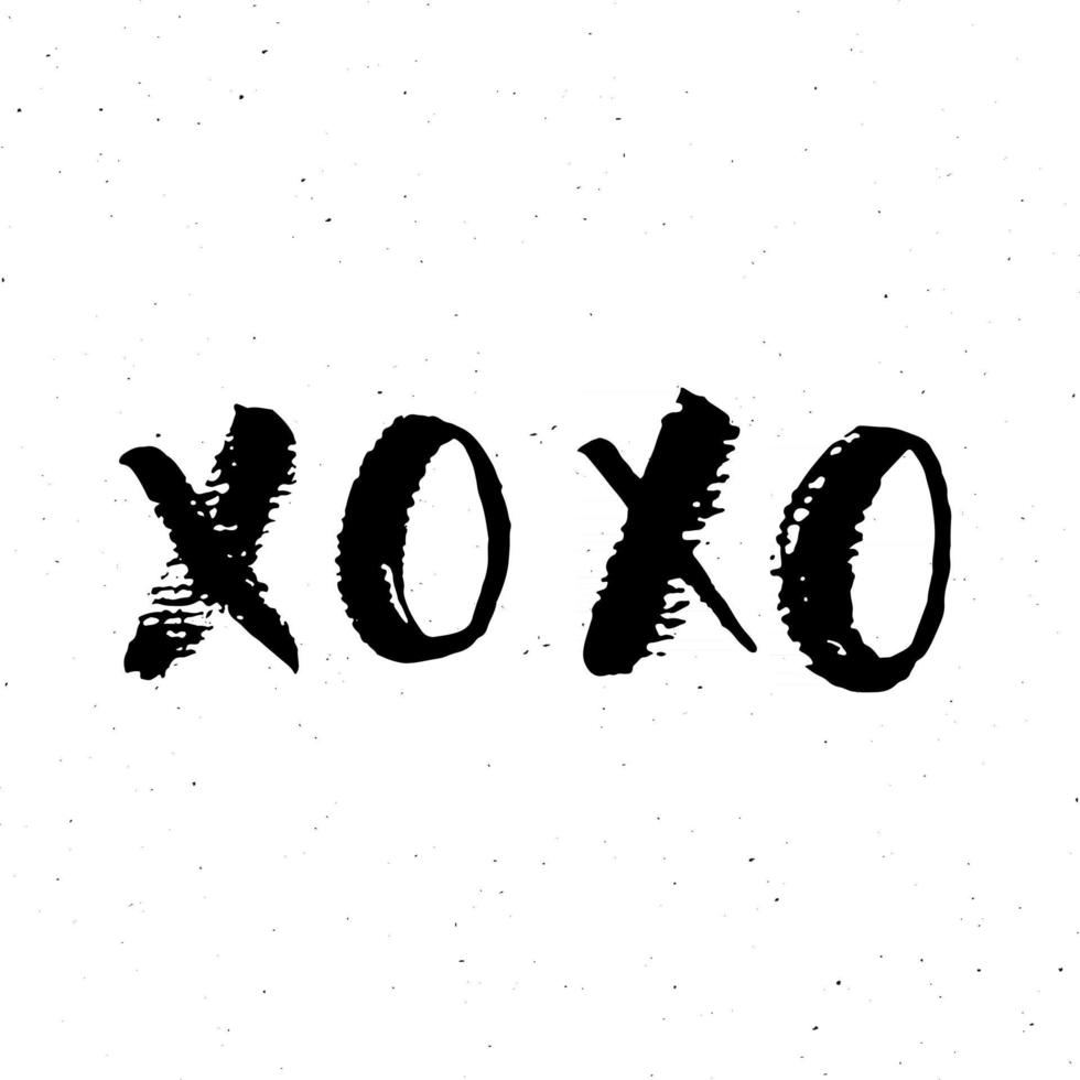 xoxo borstel belettering teken, grunge kalligrafische knuffels en kusjes zin, internet slang afkorting xoxo symbolen, vector illustratie