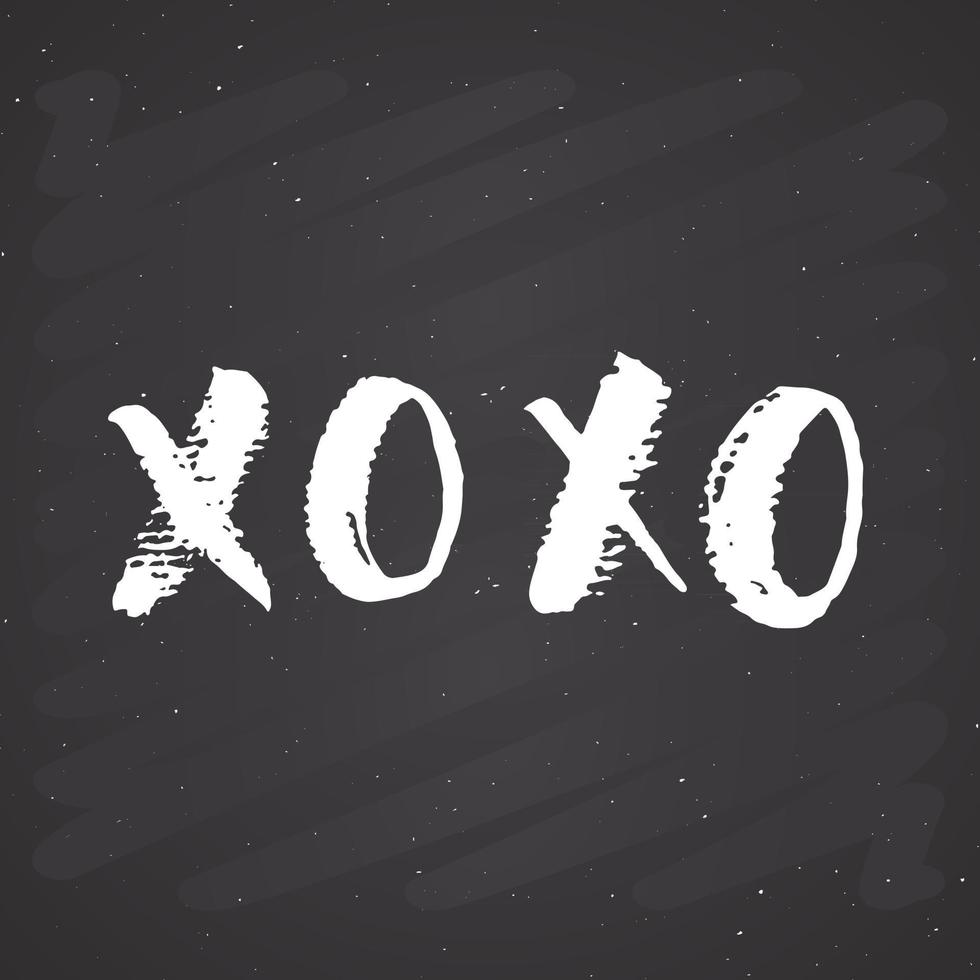 xoxo borstel belettering teken, grunge kalligrafische knuffels en kusjes zin, internet slang afkorting xoxo symbolen, vector illustratie