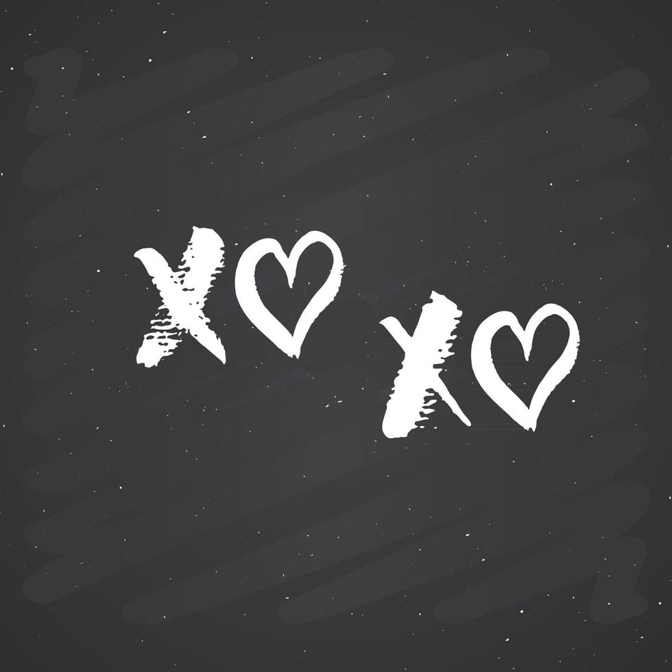 xoxo borstel belettering teken, grunge kalligrafische knuffels en kusjes zin, internet slang afkorting xoxo symbolen, vector illustratie