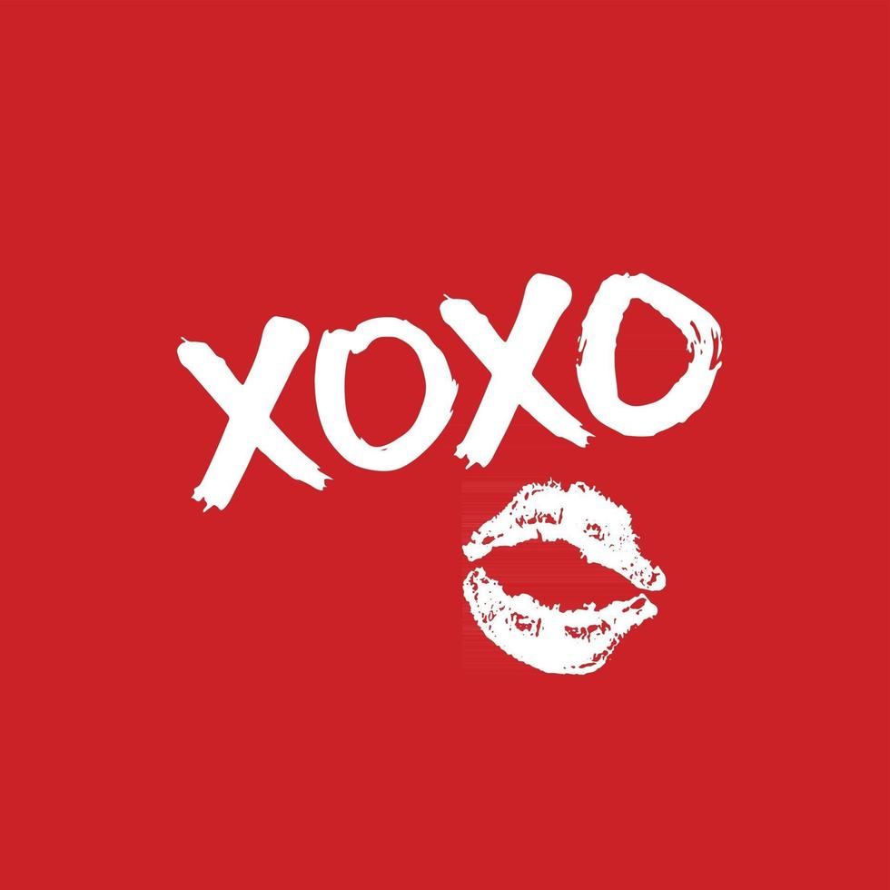 xoxo borstel belettering teken, grunge kalligrafische knuffels en kusjes zin, internet slang afkorting xoxo symbolen, vector illustratie