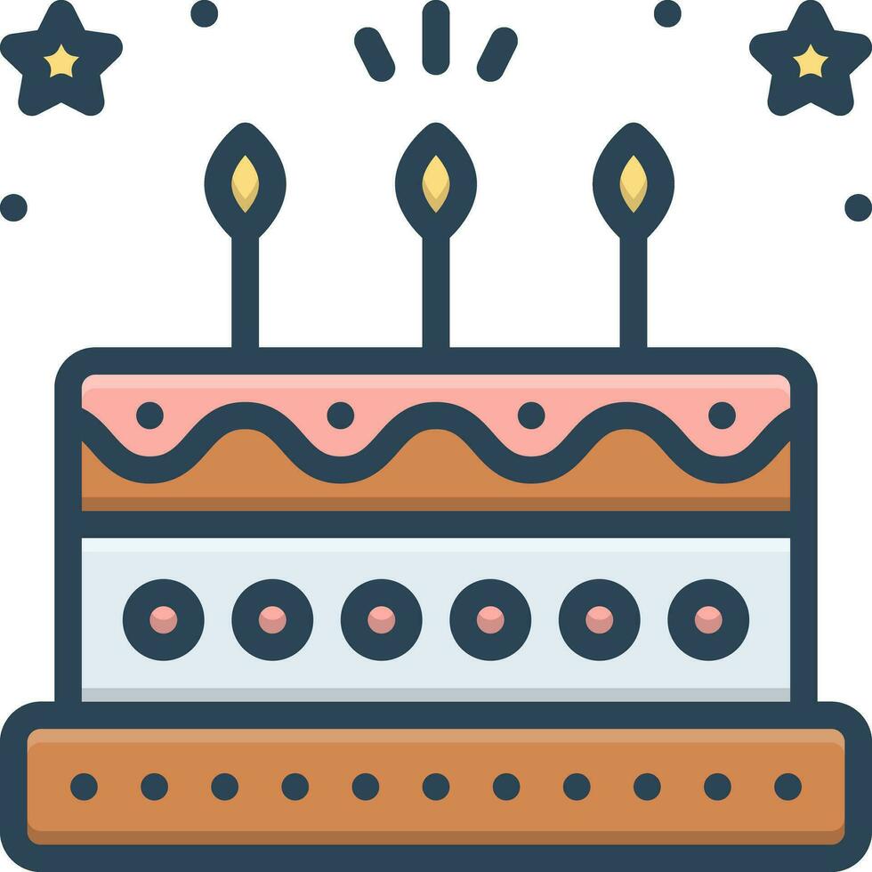 kleur icoon voor verjaardag taart vector