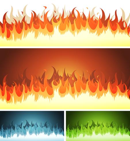 Blaze, Burning Fire en Flames Set vector