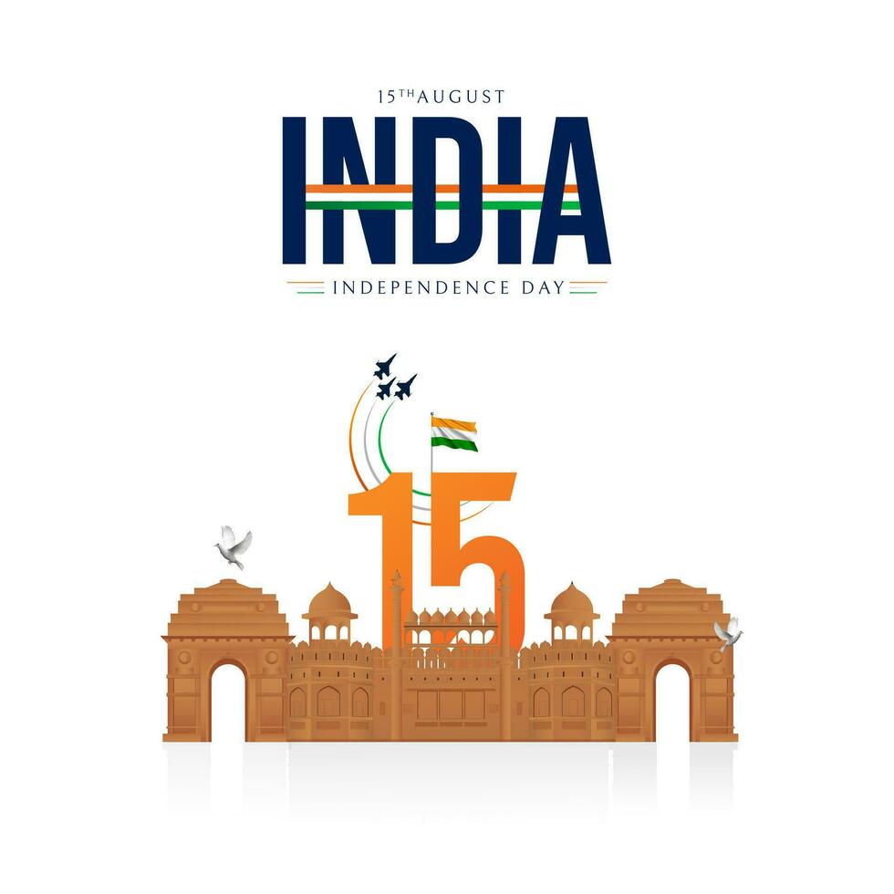 15e augustus Indisch onafhankelijkheid dag 76ste viering vector