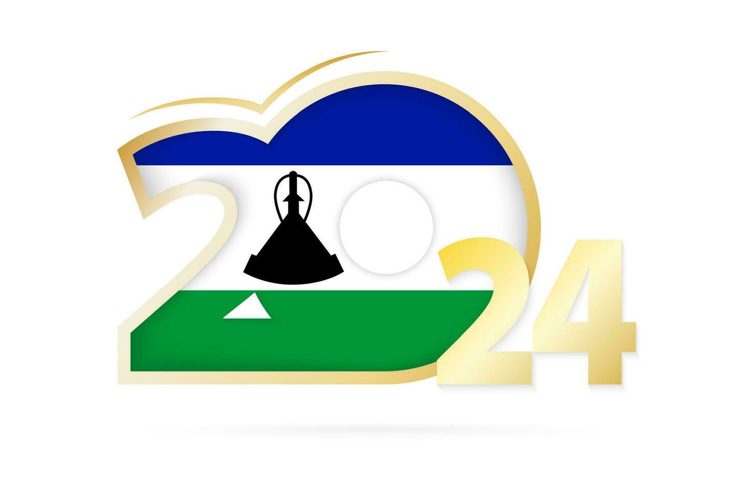 jaar 2024 met Lesotho vlag patroon. vector