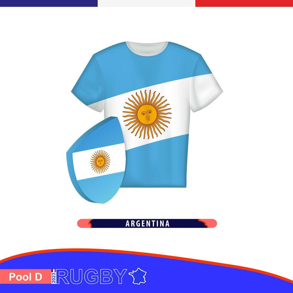 rugby Jersey van Argentinië nationaal team met vlag. vector