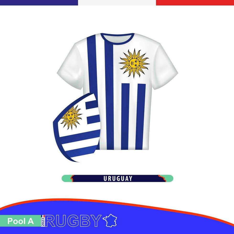 rugby Jersey van Uruguay nationaal team met vlag. vector
