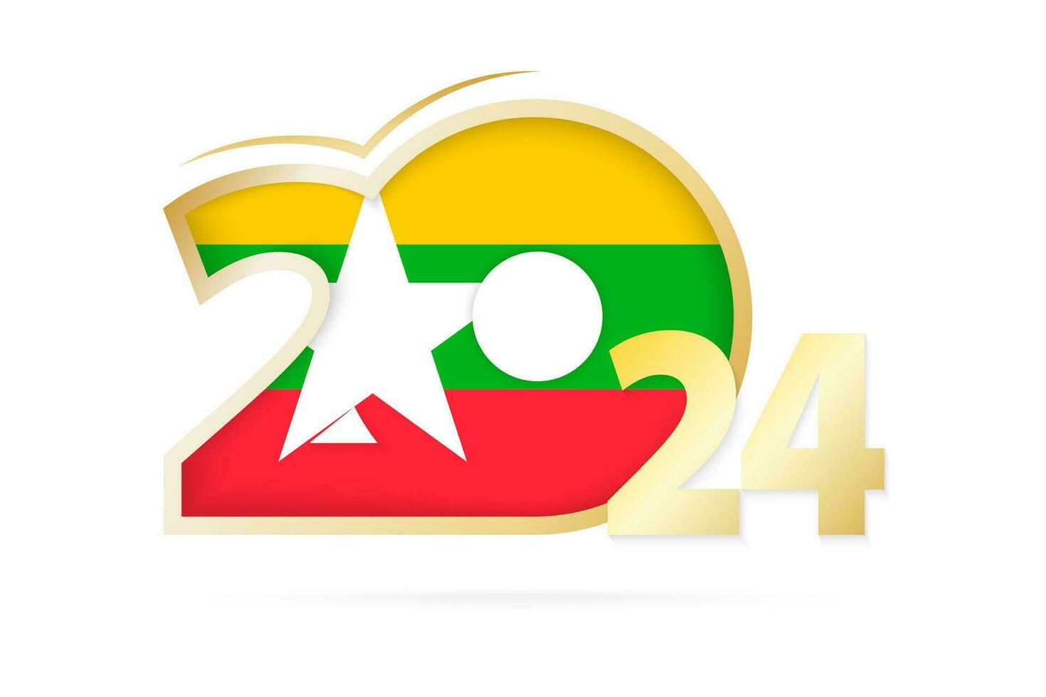 jaar 2024 met Myanmar vlag patroon. vector