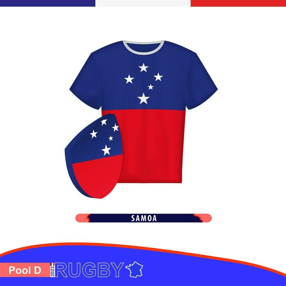 rugby Jersey van Samoa nationaal team met vlag. vector