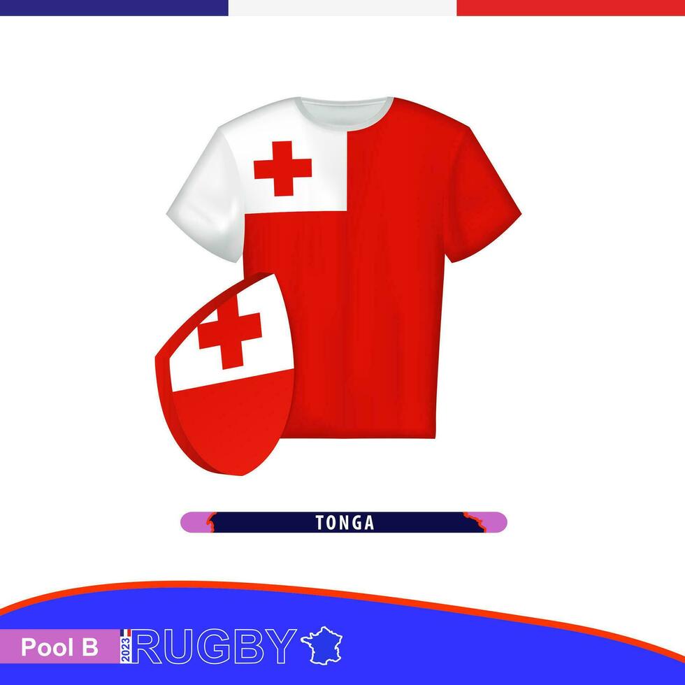 rugby Jersey van Tonga nationaal team met vlag. vector
