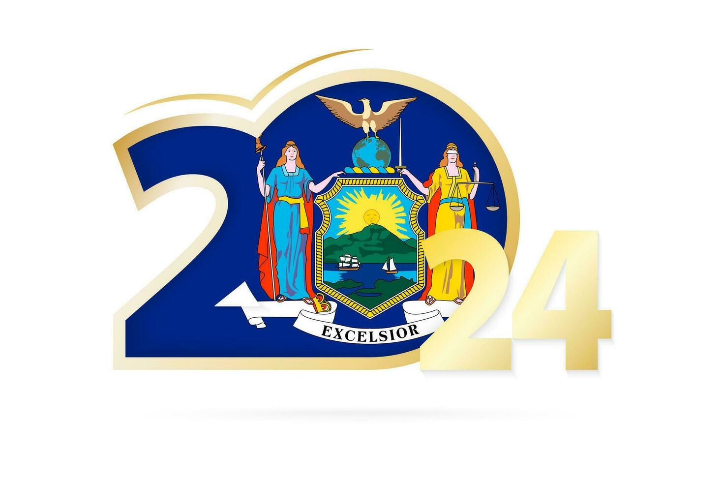 jaar 2024 met nieuw york vlag patroon. vector