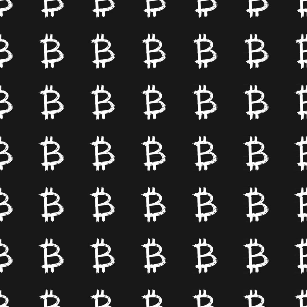 bitcoin teken pictogram borstel belettering naadloze patroon, grunge kalligrafische symbolen achtergrond, vectorillustratie vector