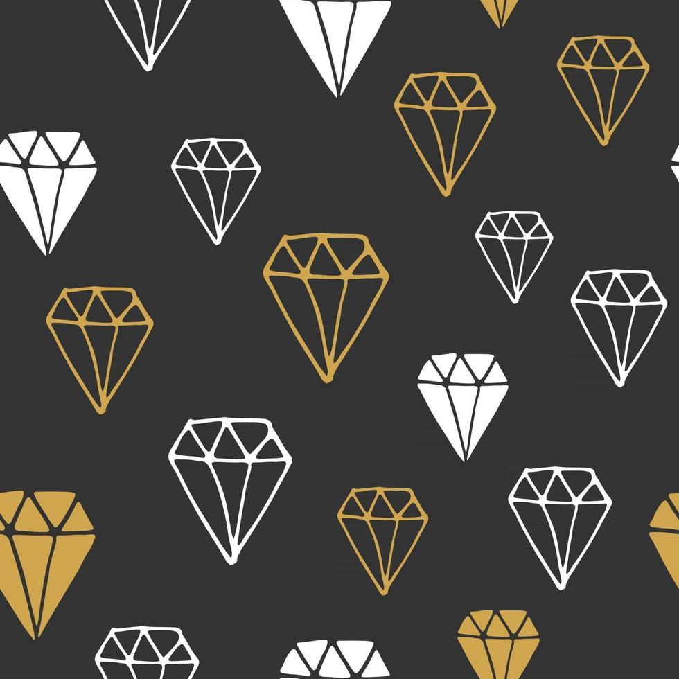 diamant naadloze patroon vectorillustratie. hand getrokken geschetste doodle diamant symbolen achtergrond vector